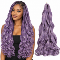 T purp 24 inch French curl braiding hair, model and hair bundle