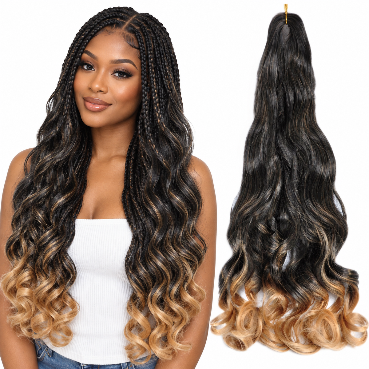 T1B 27 24 inch French curl braiding hair, model and hair bundle