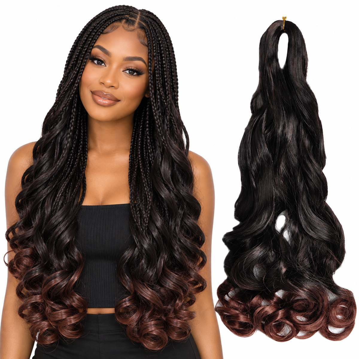 T1B 33 24 inch French curl braiding hair, model and hair bundle