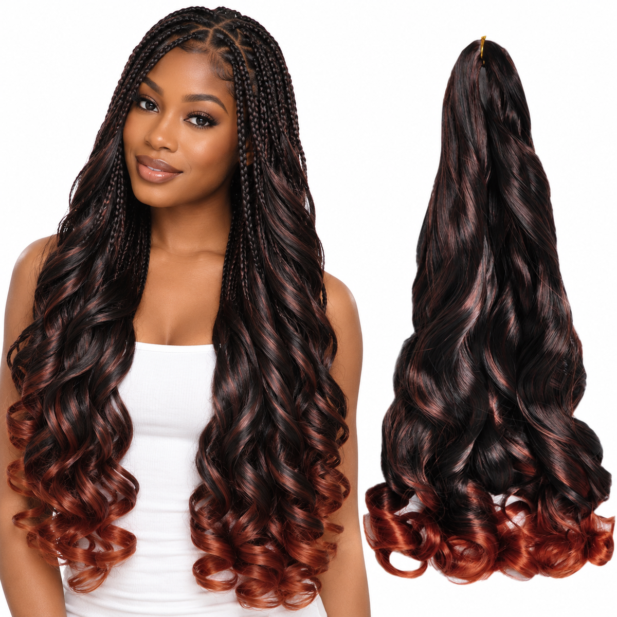 T1B 350 24 inch French curl braiding hair, model and hair bundle