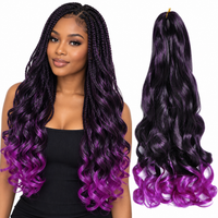 T1B Pur 24 inch French curl braiding hair, model and hair bundle