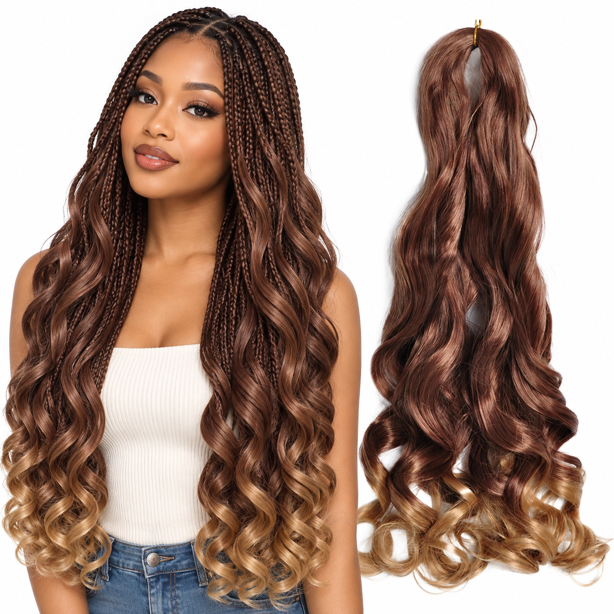 T33 27 24 inch French curl braiding hair, model and hair bundle