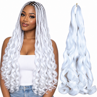 White 24 inch French curl braiding hair, model and hair bundle