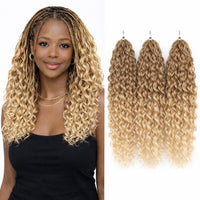 24 Inch Water Wave Crochet Braiding Hair Pink Blonde Synthetic Hair Extensions for Black Women