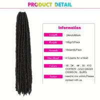 24″ Pre-Looped Faux Locs Crochet Hair – Soft Synthetic Loc Extensions