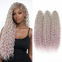 24 Inch Water Wave Crochet Braiding Hair Pink Blonde Synthetic Hair Extensions for Black Women
