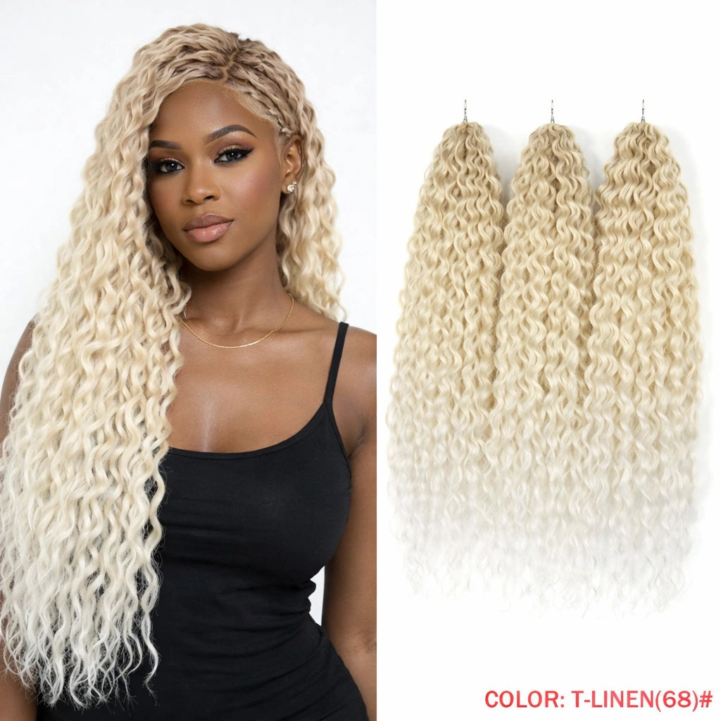 24 Inch Water Wave Crochet Braiding Hair Pink Blonde Synthetic Hair Extensions for Black Women