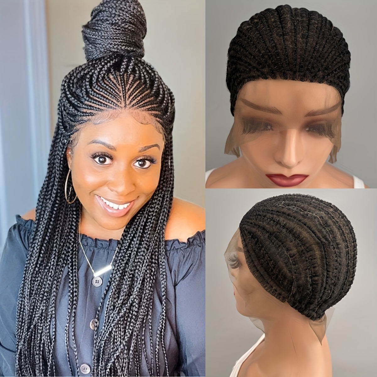Embroidered Full Double Lace Woven Wig Cap, DIY Wig Cap For Crochet Hair Extensions, Crochet Wig Cap With Baby Hair, Wig Sewing Crochet Wig Cap Square Base