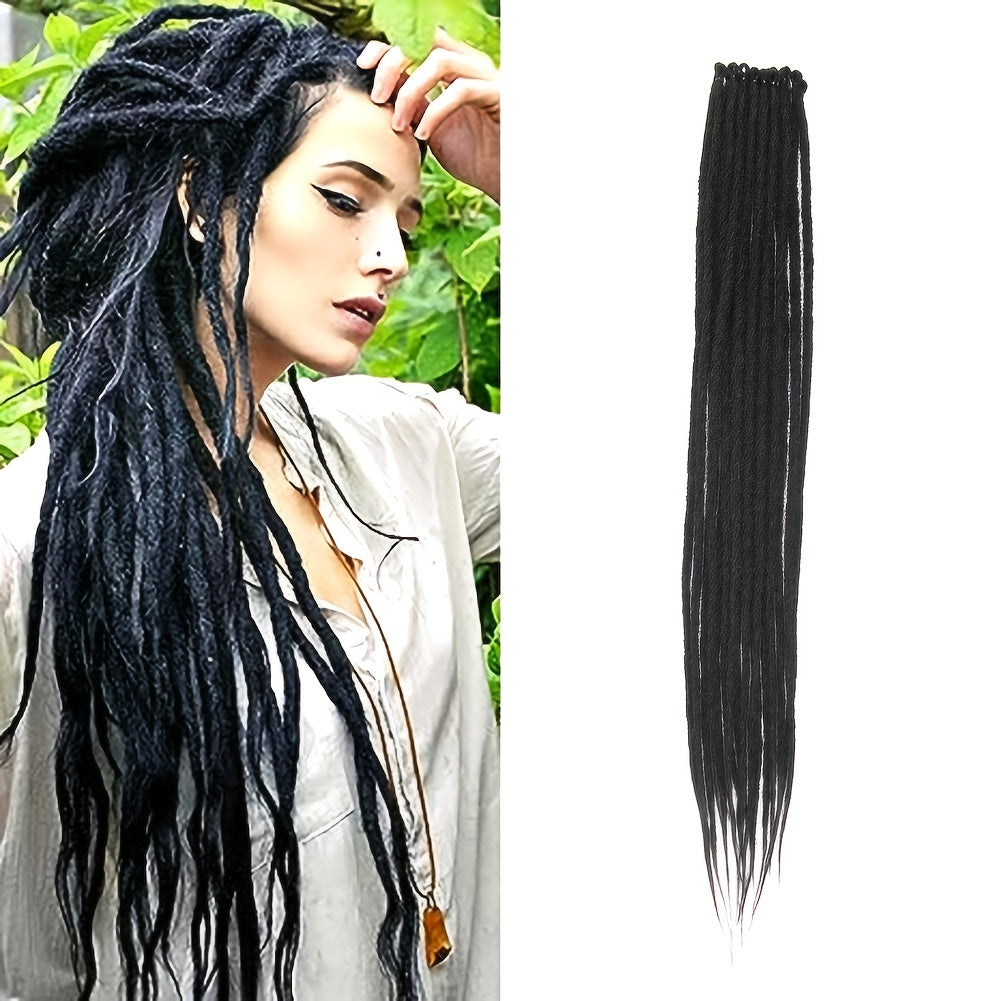 25pcs PLENDAY 24" SE Synthetic Dreadlocks, Soft 0.6cm Thick Thin Single Ended Crochet Hair Extensions, Low Temperature Fiber, Unisex Adult