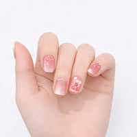 10pcs Sweet Cute Press-On Nails – Blue Nude Short Round Cat Eye False Nails with Butterfly, Shiny Summer Set