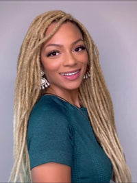 10-Strands Ombre Synthetic Dreadlock Braids – Pre-Looped Crochet Hair Extensions (Black-Grey-Purple / Multi-Color) – Lightweight Protective Locs