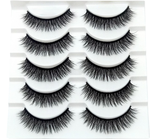 5 Pairs 3D Faux Mink False Eyelashes – Natural Makeup Wispy Lashes with Soft Thin Band