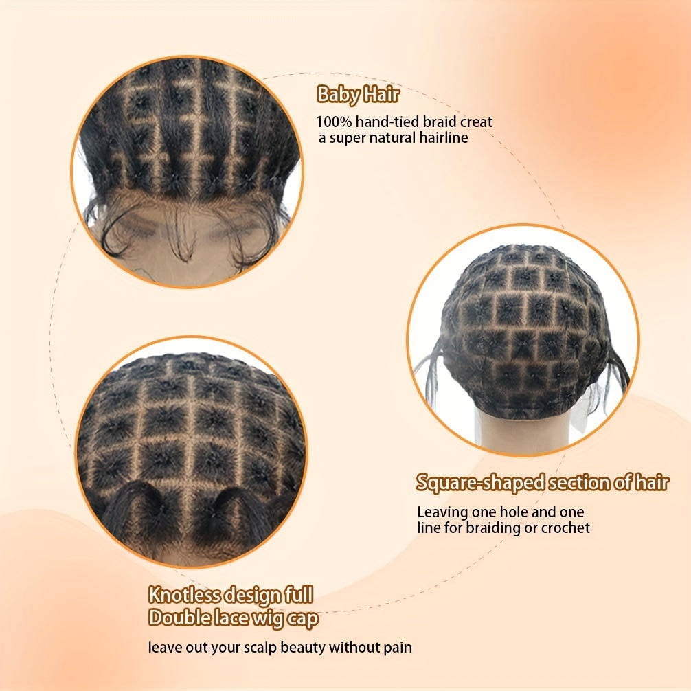 Embroidered Full Double Lace Woven Wig Cap, DIY Wig Cap For Crochet Hair Extensions, Crochet Wig Cap With Baby Hair, Wig Sewing Crochet Wig Cap Square Base