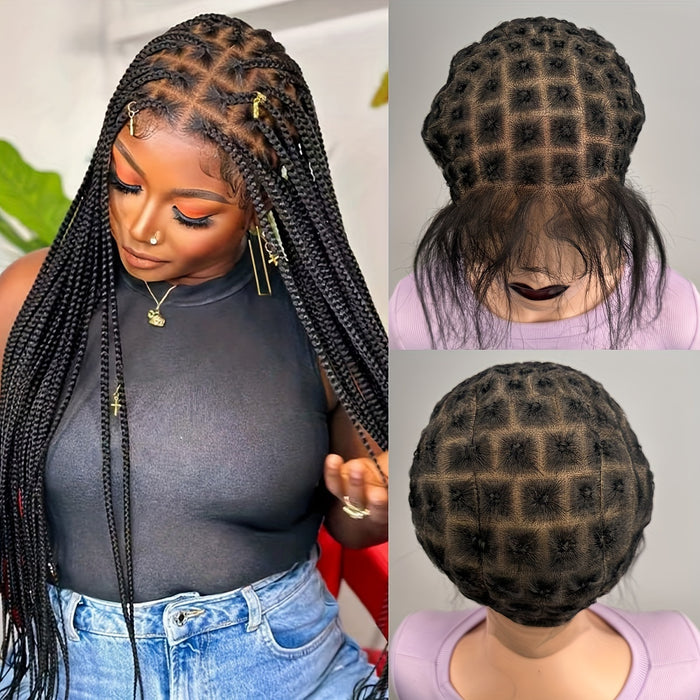 Embroidered Full Double Lace Woven Wig Cap, DIY Wig Cap For Crochet Hair Extensions, Crochet Wig Cap With Baby Hair, Wig Sewing Crochet Wig Cap Square Base