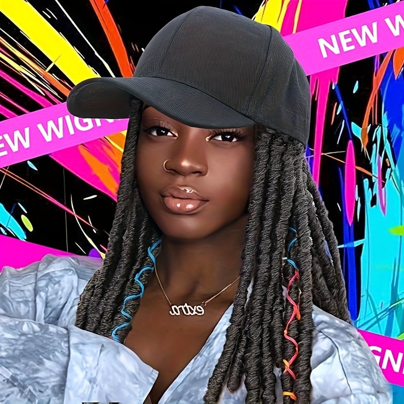 Baseball Cap Wig with Braided & Faux-Lock Synthetic Hair – Easy Hat Style for Parties & Halloween