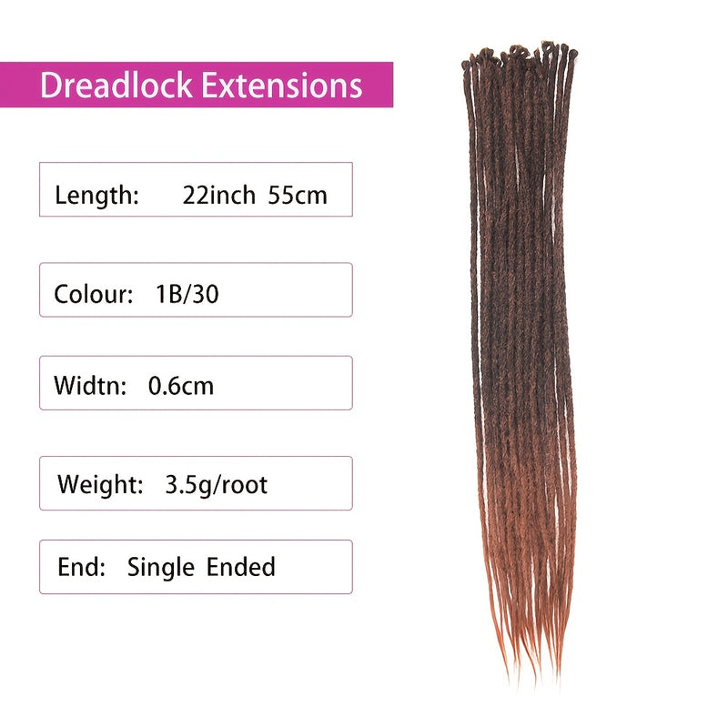 25pcs PLENDAY 24" SE Synthetic Dreadlocks, Soft 0.6cm Thick Thin Single Ended Crochet Hair Extensions, Low Temperature Fiber, Unisex Adult
