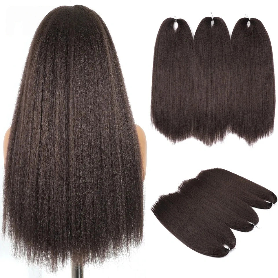 24" Yaki Straight Braiding Hair – Soft & Full (3 Packs)
