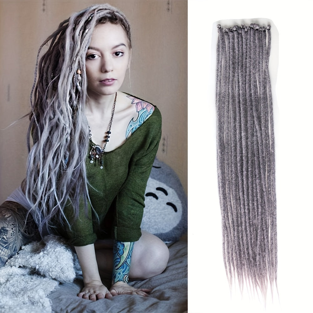 25pcs PLENDAY 24" SE Synthetic Dreadlocks, Soft 0.6cm Thick Thin Single Ended Crochet Hair Extensions, Low Temperature Fiber, Unisex Adult