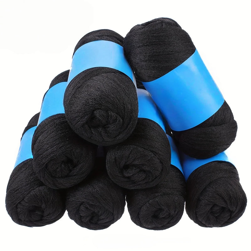 8 Pcs Brazilian Wool Braiding Hair – Acrylic Yarn for Crochet Box Braids, Senegalese Twist & Faux Locs Extensions