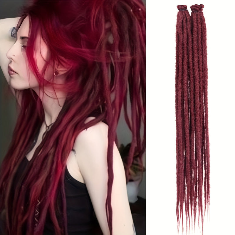 20 Strands Pre-Looped Dreadlock Extensions - 24 Inch Handmade, 0.6cm Width, Synthetic Single Ended Crochet Braids for Women - Lightweight & Easy Install for Halloween