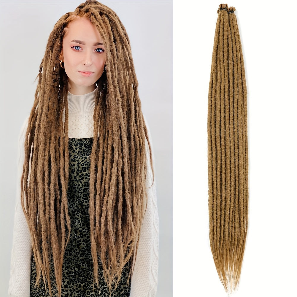 20 Strands Pre-Looped Dreadlock Extensions - 24 Inch Handmade, 0.6cm Width, Synthetic Single Ended Crochet Braids for Women - Lightweight & Easy Install for Halloween