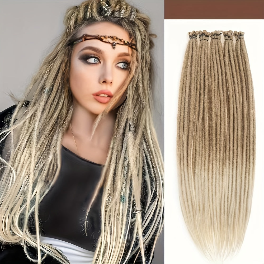 10-Strands Ombre Synthetic Dreadlock Braids – Pre-Looped Crochet Hair Extensions (Black-Grey-Purple / Multi-Color) – Lightweight Protective Locs
