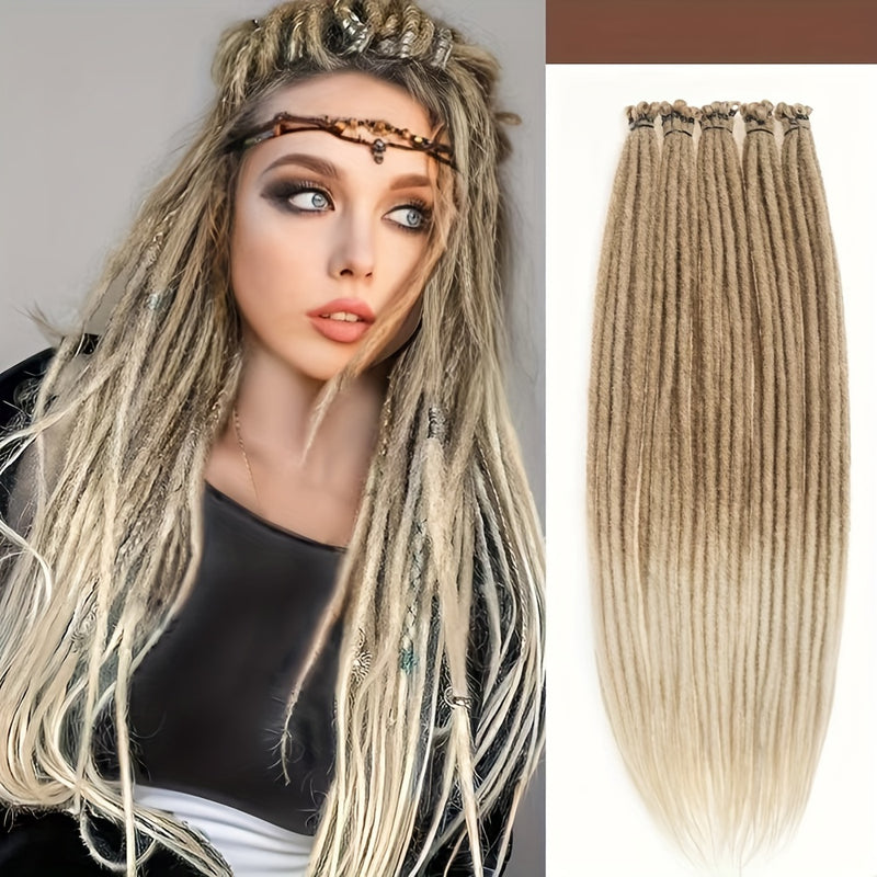 10-Strands Ombre Synthetic Dreadlock Braids – Pre-Looped Crochet Hair Extensions (Black-Grey-Purple / Multi-Color) – Lightweight Protective Locs
