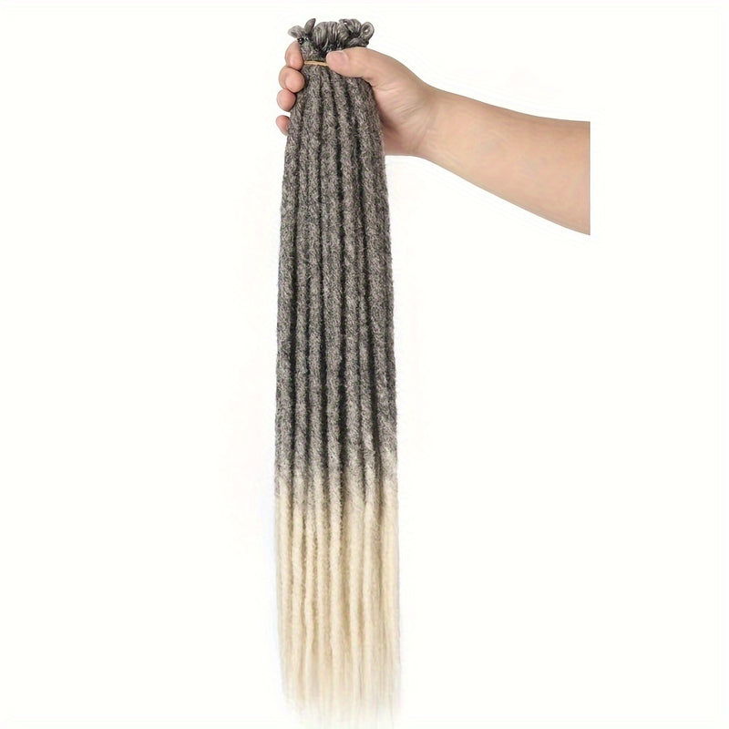 10-Strands Ombre Synthetic Dreadlock Braids – Pre-Looped Crochet Hair Extensions (Black-Grey-Purple / Multi-Color) – Lightweight Protective Locs
