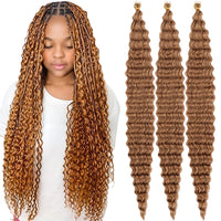 Deep Wave Synthetic Braiding Hair – 3PCS 32″ Ocean Wave Crochet Hair Extensions