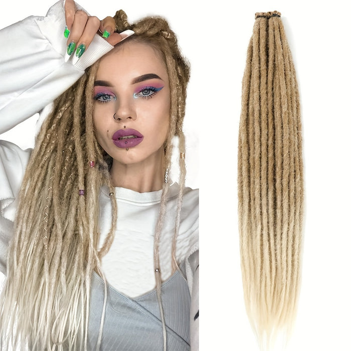 20 Strands Pre-Looped Dreadlock Extensions - 24 Inch Handmade, 0.6cm Width, Synthetic Single Ended Crochet Braids for Women - Lightweight & Easy Install for Halloween