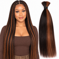 Colored Straight Human Hair Bulk for Braiding - model hairstyle and loose bulk hair
