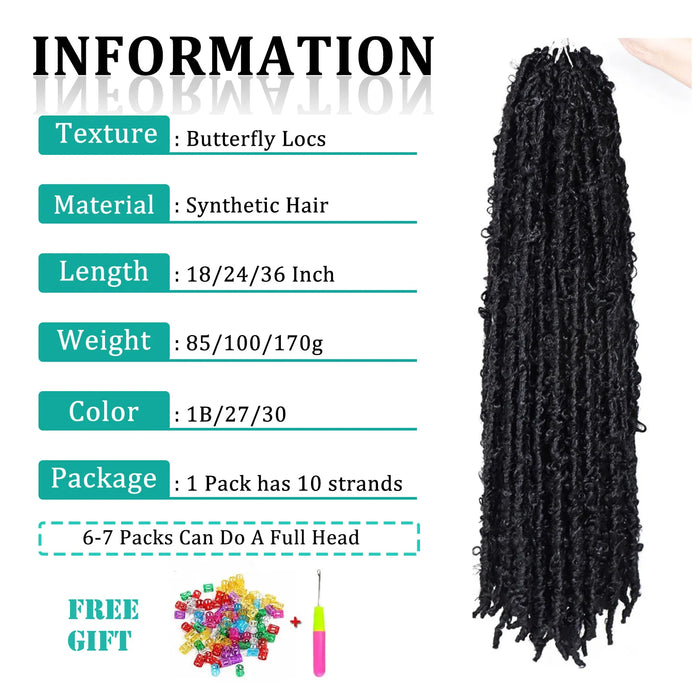 Butterfly Locs Crochet Hair Braids 24 36 Inch Distressed Soft Locs Pre Looped Synthetic Butterfly Locs Braiding Hair Extensions