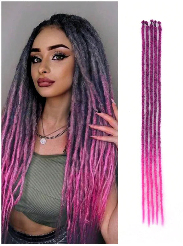 24 Inch Synthetic Dreadlock Extensions | 5 Strands Ombre Hippie Crochet Braids