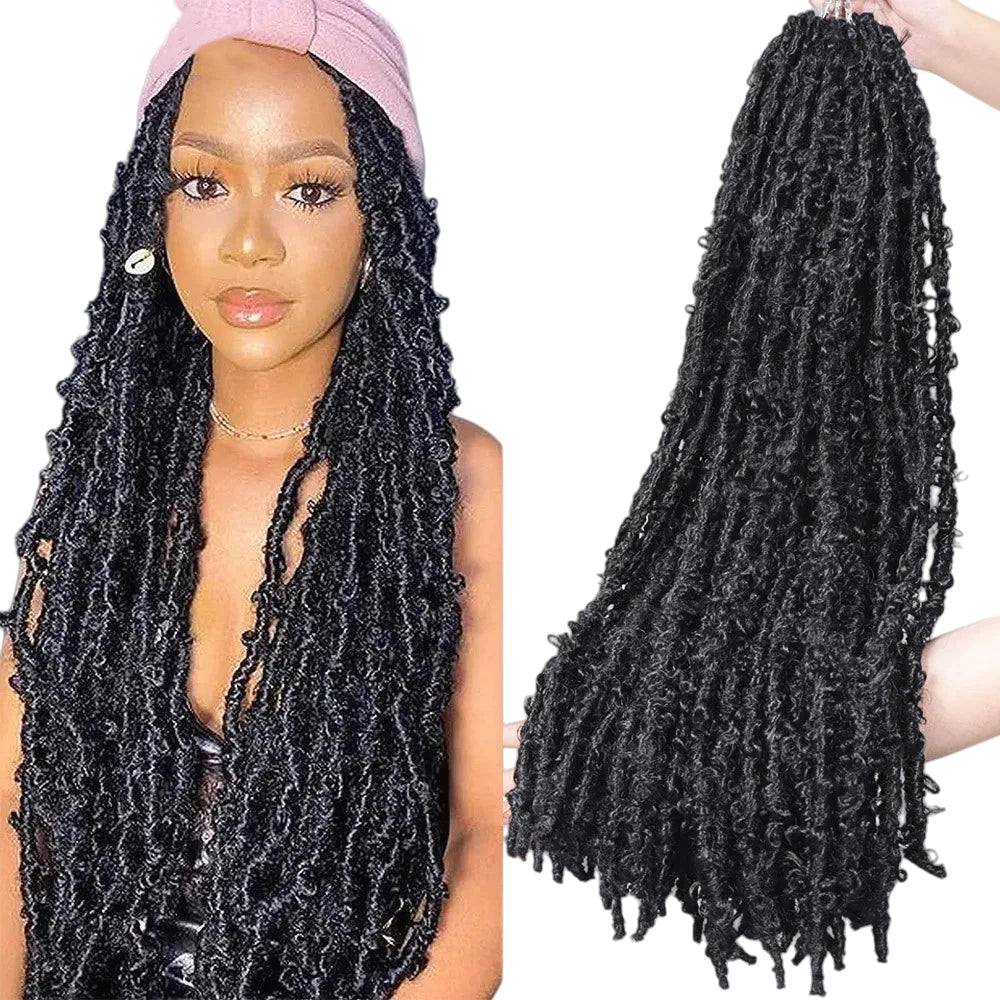 Butterfly Locs Crochet Hair Braids – 24-36″ Pre-Looped Soft Locs Synthetic Extensions