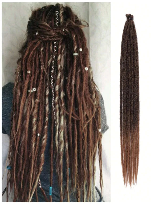 24 Inch Synthetic Dreadlock Extensions | 5 Strands Ombre Hippie Crochet Braids