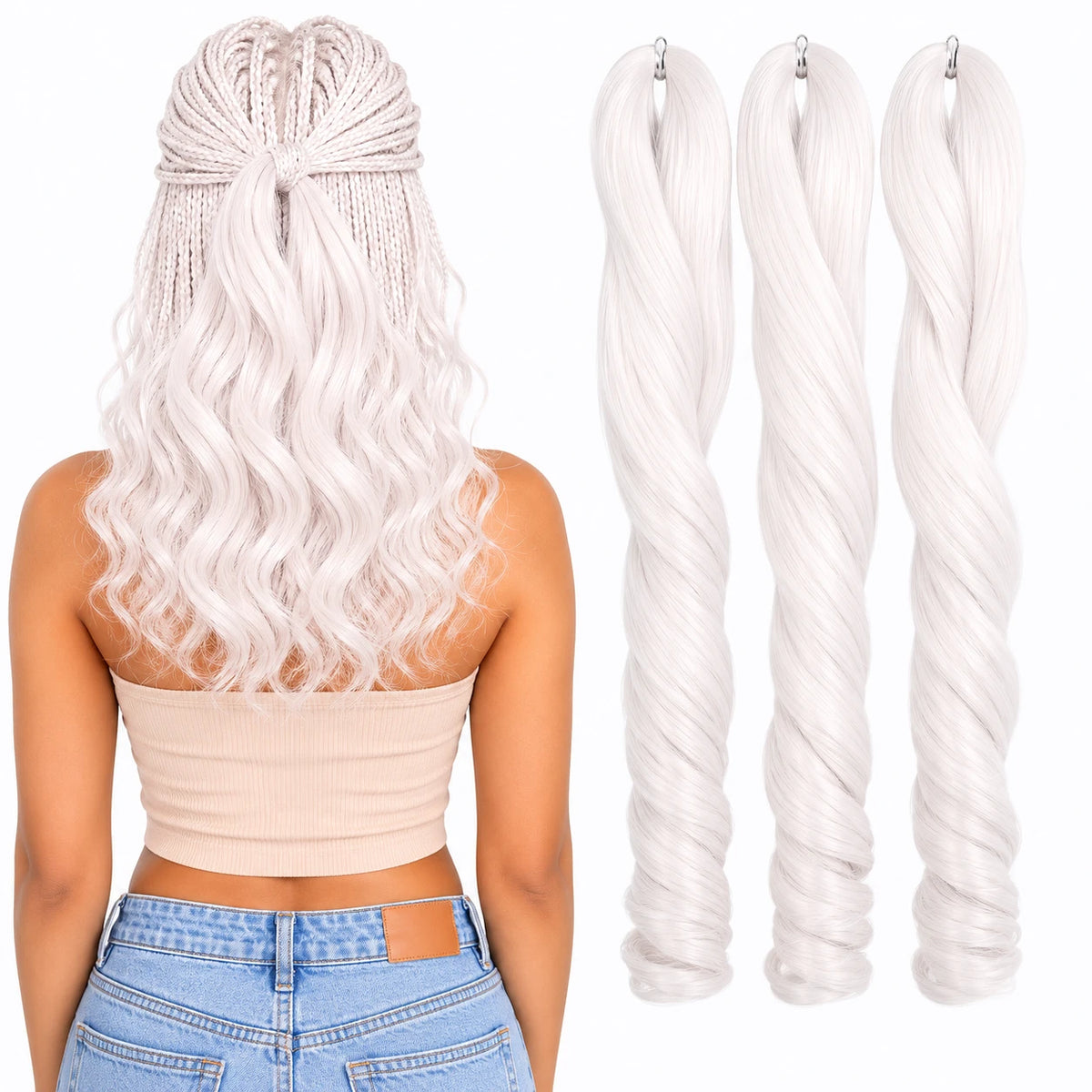 French Curl Braiding Hair 18 Inch – Soft Synthetic Crochet Hair Extensions for Boho Braids