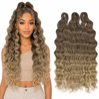 24 Inch Loose Deep Wave Crochet Braiding Hair Ombre Blonde Synthetic Deep Curly Twist Hair Extensions for Women