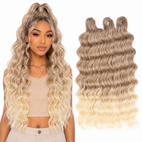 24 Inch Loose Deep Wave Crochet Braiding Hair Ombre Blonde Synthetic Deep Curly Twist Hair Extensions for Women