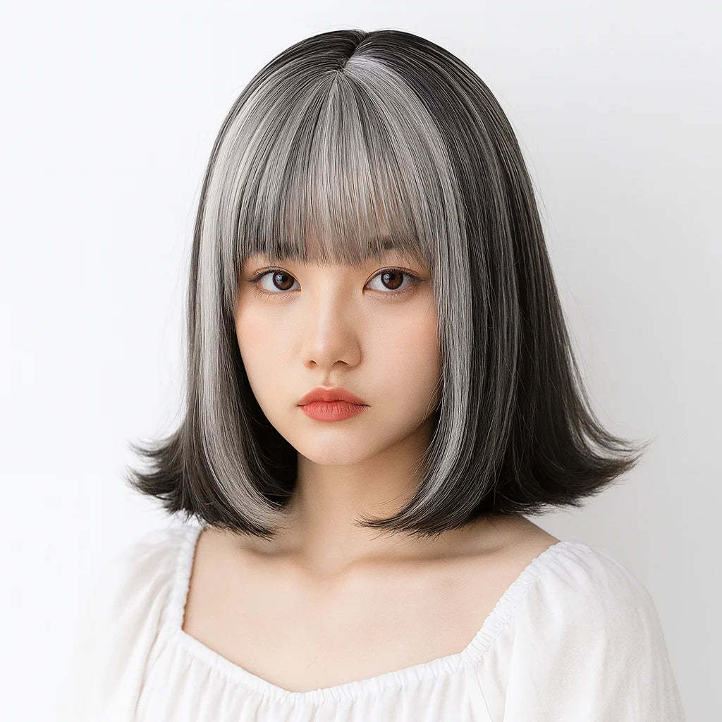 Heat-Resistant Pink Cosplay Wig with Bangs – 24" Long Straight Anime Wig | Soft Matte Fiber, Natural Look for Women