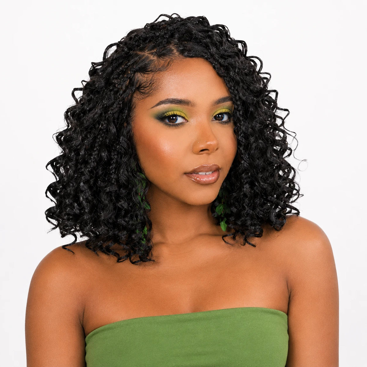 Boho Box Braids Crochet Hair Bob – Black Loose French Curl Synthetic Braids for Women