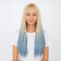 Heat-Resistant Pink Cosplay Wig with Bangs – 24" Long Straight Anime Wig | Soft Matte Fiber, Natural Look for Women