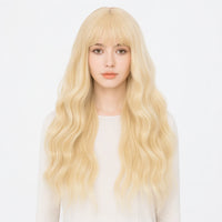 Heat-Resistant Pink Cosplay Wig with Bangs – 24" Long Straight Anime Wig | Soft Matte Fiber, Natural Look for Women