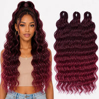 24 Inch Loose Deep Wave Crochet Braiding Hair Ombre Blonde Synthetic Deep Curly Twist Hair Extensions for Women