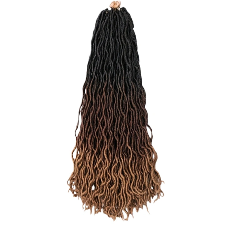 18 Inch Goddess Wavy Faux Locs – 8 Pack Soft Synthetic Crochet Locs with Curly Ends for Natural-Looking Styling