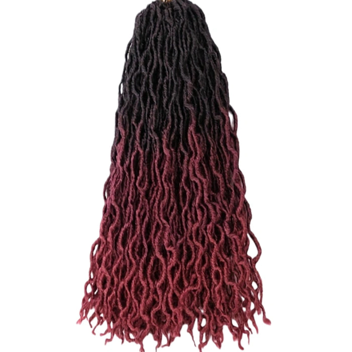 18 Inch Goddess Wavy Faux Locs – 8 Pack Soft Synthetic Crochet Locs with Curly Ends for Natural-Looking Styling