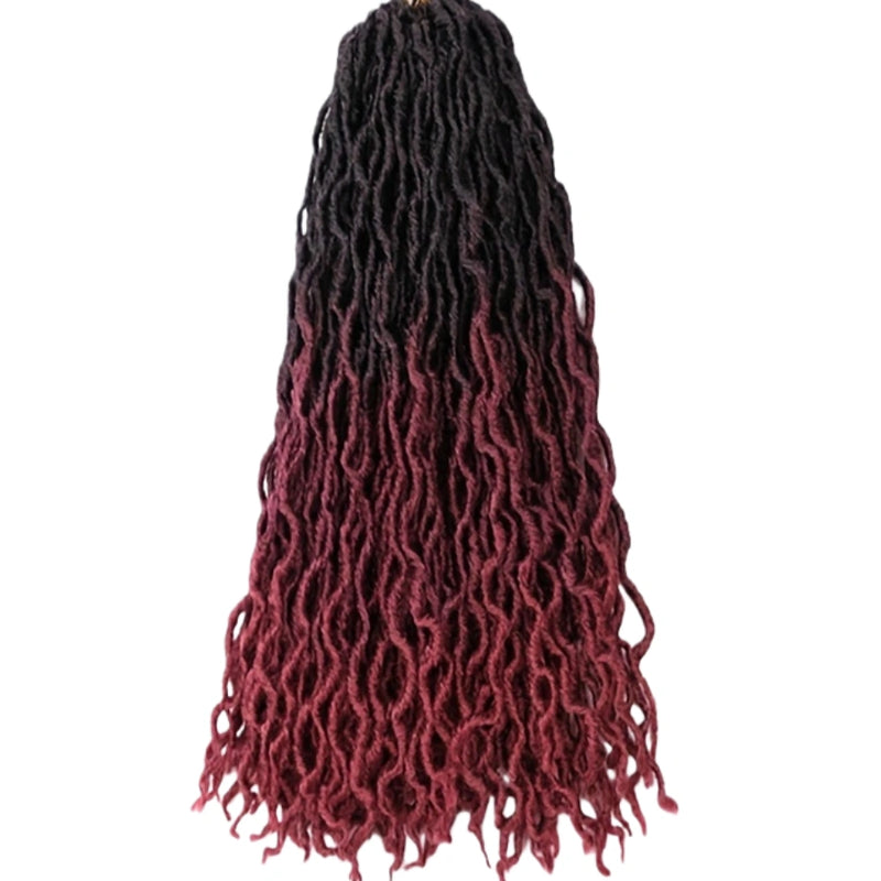 18 Inch Goddess Wavy Faux Locs – 8 Pack Soft Synthetic Crochet Locs with Curly Ends for Natural-Looking Styling