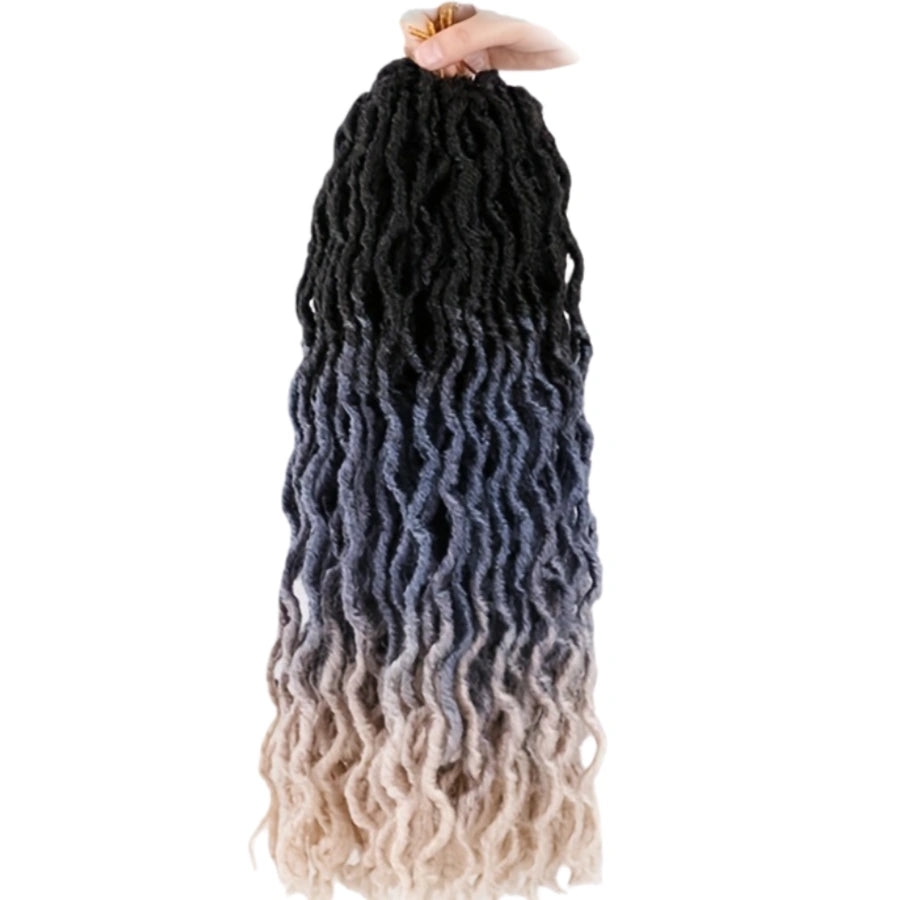 18 Inch Goddess Wavy Faux Locs – 8 Pack Soft Synthetic Crochet Locs with Curly Ends for Natural-Looking Styling