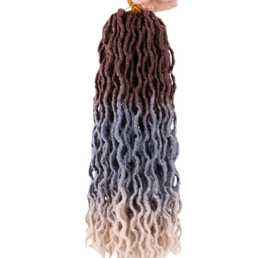 18 Inch Goddess Wavy Faux Locs – 8 Pack Soft Synthetic Crochet Locs with Curly Ends for Natural-Looking Styling