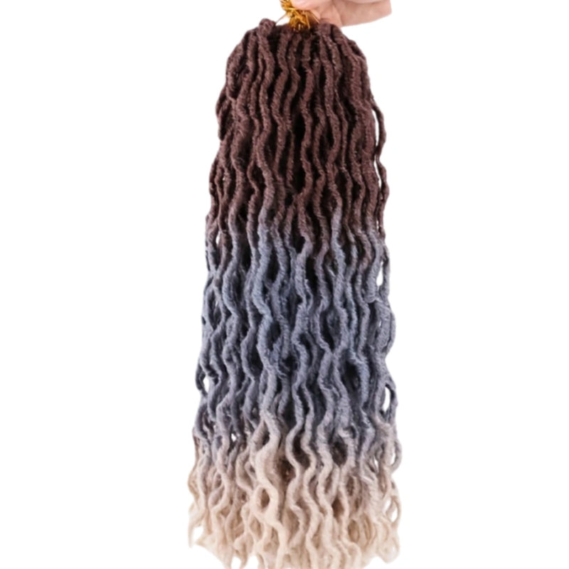 18 Inch Goddess Wavy Faux Locs – 8 Pack Soft Synthetic Crochet Locs with Curly Ends for Natural-Looking Styling