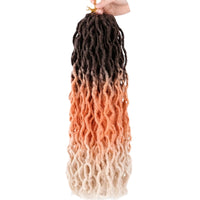 18 Inch Goddess Wavy Faux Locs – 8 Pack Soft Synthetic Crochet Locs with Curly Ends for Natural-Looking Styling